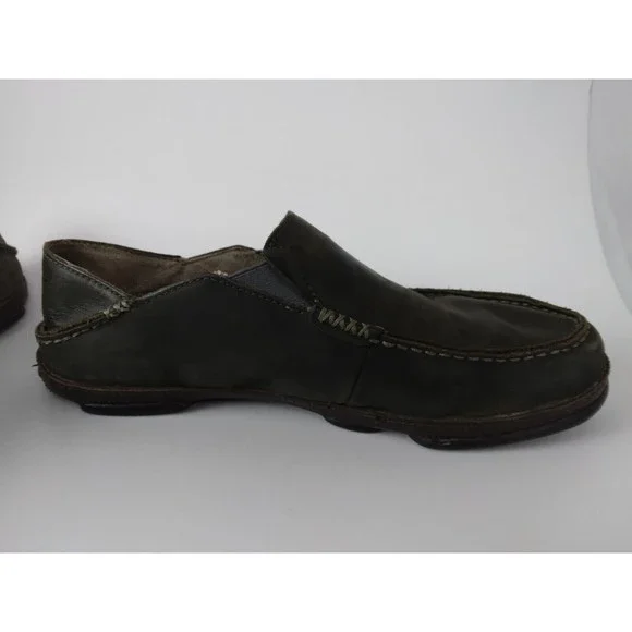 Olukai Moloa Dark Brown Leather Slip On Shoe Mens Size US 9 EUR 42 - Picture 5 of 9